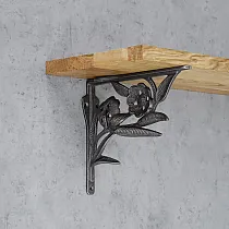 Suporturi decorative din fontă pentru rafturi Flori, 21x18 cm, set 2 buc.