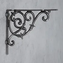 Soporte decorativo para estantes de hierro fundido, profundidad 23 cm, altura 20 cm, juego de 2 piezas.