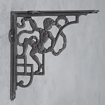 Support détagère en fonte avec élément décoratif garçon, taille 24x24 cm, lot de 2 pièces.