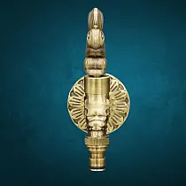 Antiker Schlauchhahn aus Messing mit Eichhörnchengriff, Höhe 16 cm, Ausgusslänge 10 cm