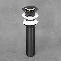 Tappo per lavabo pop-up senza troppopieno, in ottone, colore nero, 19 cm