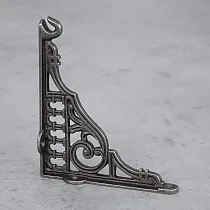 Dekorativ hylleholder av støpejern, dybde 15 cm, høyde 12,5 cm, sett med 2 stk.