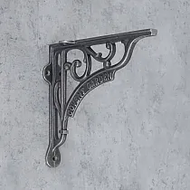 Dekorativ hyldeholder af støbejern, dybde 20 cm, højde 18 cm, 2 stk.