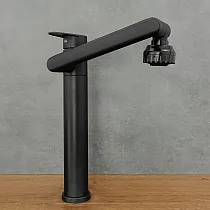 360 kraadi pöörlev roostevabast terasest köögikraan, kõrgus 30,5 cm, tila pikkus 20 cm, värvus must, matt