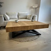 Tavolo regolabile in altezza 27-80 cm, tavolo allungabile adattabile 120-200 cm, piano in legno massello di rovere, mobile moderno salvaspazio