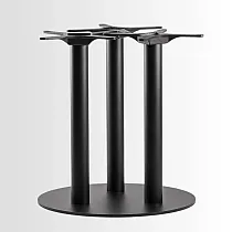HoReCa stor og tung, rund spisebordsfot med 3 stålsøyler, i sort eller hvit farge, for benkeplater opptil 150 cm i diameter