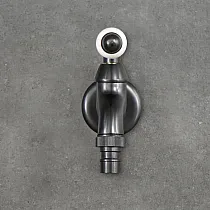 Ottone antico, rubinetto per tubo in ceramica, nero, bianco, altezza 11 cm, lunghezza beccuccio 10 cm