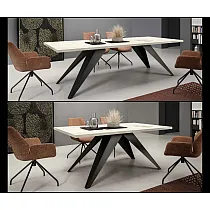 Uitschuifbare rechthoekige eettafel - 140190240 cm, Tafelbladbreedte 80 cm, hoogte 76 cm, moderne zwarte of witte metalen poten, duurzaam gelamineerd blad in 6 kleuropties, 76 cm hoogte