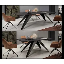 Uitschuifbare rechthoekige eettafel - 160210260 cm, breedte 90 cm, hoogte 76 cm, moderne zwarte of witte metalen poten, duurzaam gelamineerd blad in 6 kleuropties, 76 cm hoogte