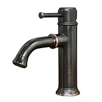 Rubinetto per lavabo in stile di transizione in ottone, altezza 19,5 cm, lunghezza beccuccio 12,5 cm