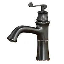 Retro-Stil Waschbecken aus schwaarzem Messing, Héicht 23,5 cm, Auslaaflängt 13,5 cm