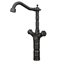 Pastatomas praustuvo maišytuvas iš juodo žalvario, aukštis 39 cm, snapelio ilgis 18,5 cm