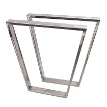 Picior de masă în formă trapezoidală din oțel lustruit, înălțime 72 cm, lățime 50, 2 picioare în set