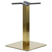 Base de table centrale en acier inoxydable, couleur or, dimensions du plateau inférieur 50x50 cm, hauteur 72 cm