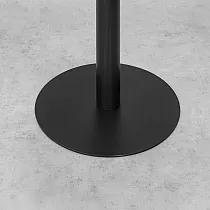 Bordsunderrede av stål, svart färg, bottendiameter 48 cm, höjd 71 cm.