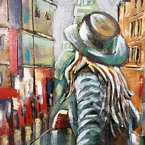 3D Metallwandkunst Follow me to Paris, dekoréiert aus recycléiertem Stahl, Breet 70 cm, Héicht 120 cm
