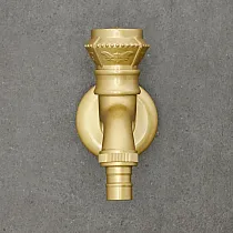 Robinet mural en laiton, couleur laiton, hauteur 10 cm, longueur du bec 8,5 cm