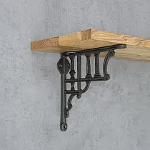 Cast iron shelf support, bracket, height 19,5 cm, length 20 cm, Corinthian look, set of 2 pcs