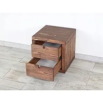 Masivní dřevěný noční stolek z borovice, se dvěma zásuvkami, krychlový tvar, výška 40, šířka 40, hloubka 40 cm, sada 2 kusů