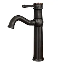 Hoher Standwaschtischhahn aus schwarzem Messing mit schwenkbarem Auslauf satiniertes Finish, Höhe 29 cm, Auslauflänge 20 cm