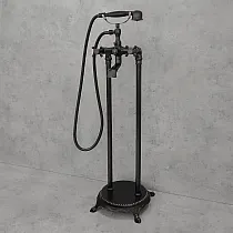 Rubinetto da pavimento per vasca da bagno in ottone, colore nero satinato, altezza 101 cm