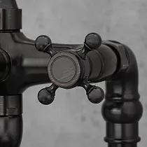 Rubinetto da pavimento per vasca da bagno in ottone, colore nero satinato, altezza 101 cm