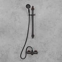 Sistema doccia in stile retrò, ottone, colore nero, satinato, altezza 65 cm
