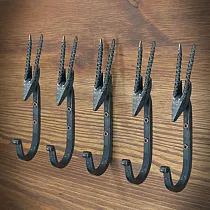 Kleederbügel-Set 5 Stéck, geschmied Metall, Schofskopf, Héicht 10 cm