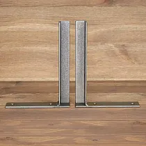 Stalen plankdrager, beugel, kleur staalgrijs, hoogte 15 cm, rechte hoeken, lengte 20 cm, set van 2 stuks
