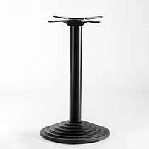 Central metal table leg made of cast iron, black color, base diameter 43 cm, height 72 cm