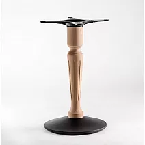 Kovovo-drevená podnož konferenčného stolíka, čierna oceľová podnož, bukový stĺp, výška 72 cm / 106 cm, hmotnosť 17,5 kg