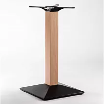 Salontafel onderstel gietijzer-hout, onderstel kleur zwart, gewicht 18,5 kg, tafelbladen tot 80x80 cm, hoogtes 60 cm, 72 cm, 106 cm