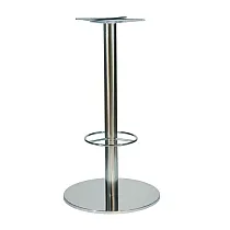 Central bordsfot i metall för stänger (HORECA), med benstöd, polerat rostfritt stål, höjd 106 cm