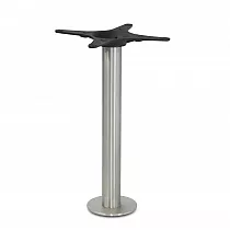 Barbord mittben av metall, hög bordsfot, höjd 106 cm, polerat rostfritt stål, golvmonterbar