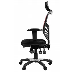 Grozāms biroja krēsls ar elpojošu atzveltni sarkanā krāsā ar galvas atbalstu