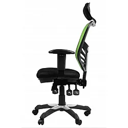 Pasukama biuro kėdė su kvėpuojančiu žalios spalvos atlošu su galvos atrama