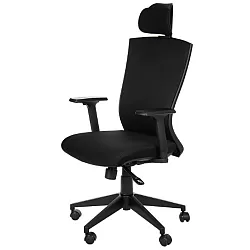 Grozāms biroja krēsls melnā krāsā ar galvas atbalstu