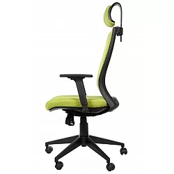 Groene draaibare bureaustoel met hoofdsteun