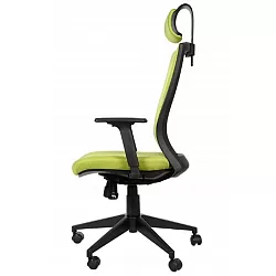 Silla de oficina giratoria, color verde y negro, con reposacabezas, función antichoque, ajuste del reposacabezas