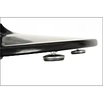 Centralt metalbordben af stål, sort eller aluminiumsfarve, Ø 57 cm, højde 72 cm