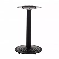 Pied de table central en métal en acier, coloris noir, hauteur 72,5 cm, plateau inférieur rond diamètre 45 cm