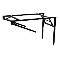 Fällbar metallram för bord, i svart eller grå färg, höjd 72,5 cm, rektangulär form med längd 116 cm och bredd 56 cm