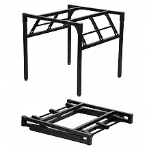 Opklapbaar metalen tafelframe van staal, hoogte 72,5 cm, afmeting 76x76 cm, in de kleur zwart of grijs, geschikt voor groot formaat tafelbladen met een diameter van 120-150 cm