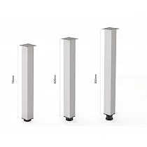 Aluminiumfaarf Dëschbeen aus anodiséiertem Aluminium, Héicht 71 cm, 82 cm, 110 cm, Querschnitt 60X60 mm, Set vu 4 Stéck