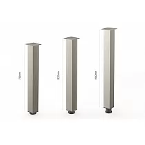 Anodized aluminum table legs with square cross-section and inox effect, height 71 cm, 82 cm, 110 cm, set of 4 pcs