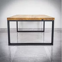 Pieds de table rectangulaires en métal Quadro, en acier, noir et couleur effet acier, taille 60x40cm, lot de 2 pcs.