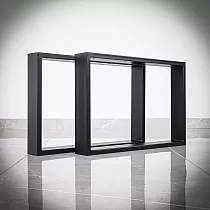 Low height rectangular metal table leg made of steel, height 40 cm, black and steel effect color options, size 60x40cm, set of 2 pcs.