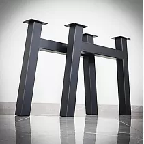 H-formede metallbordben for spisebord eller kontorbord, høyde 71 cm, total bredde 79 cm, sett med 2 ben