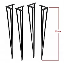 Koristeelliset Hairpin metallipöydän jalat Ø12 bar, korkeus 95 cm - neljä jalkaa