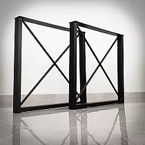 X-Typ rechteckeg Form Dësch Been, Set vun 2, Héicht 72 cm, Breet 75 cm, Set vun 2 Stécker, schwaarz Faarf